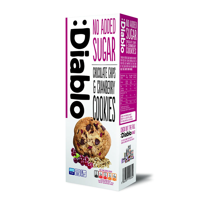 Diablo بسكويت بالشوكولاتة والكرانبيري – بدون سكر 135غ