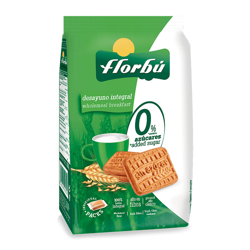 Florbú بسكويت إفطار بدون سكر مضاف، كيس 400غ