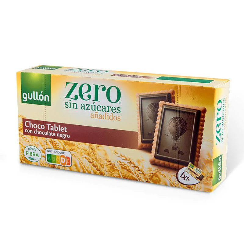 Gullón بسكويت مربع مع الشوكولاتة الداكنة بدون سكر 150غ