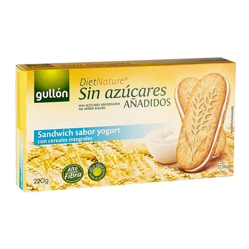 Gullón بسكويت ساندويتش بحشوة اليوغورت بدون سكر مضاف 220غ