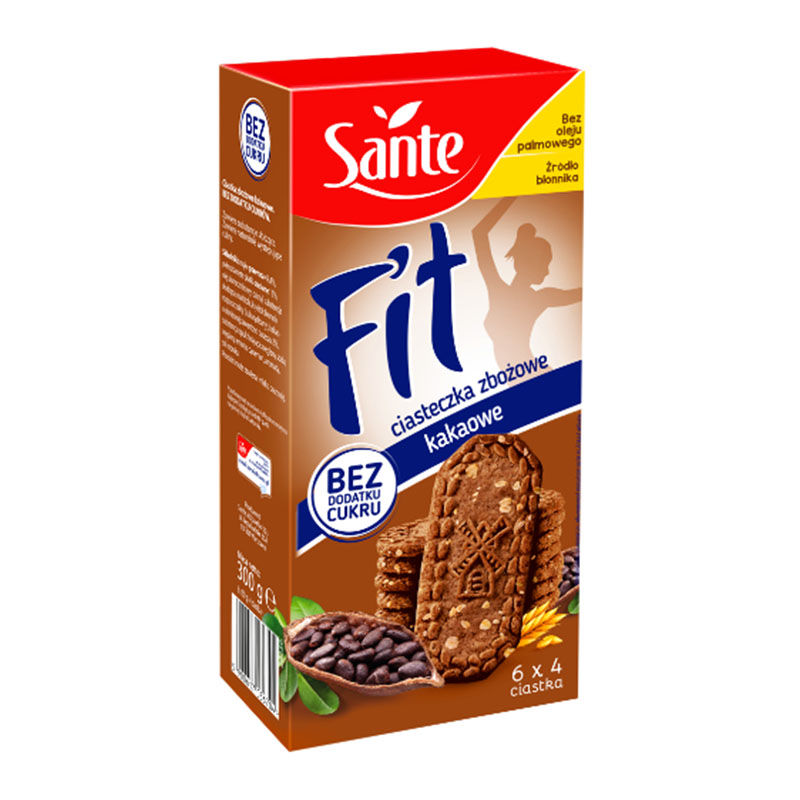 Sante بسكويت حبوب بالكاكاو بدون سكر مضاف 300غ