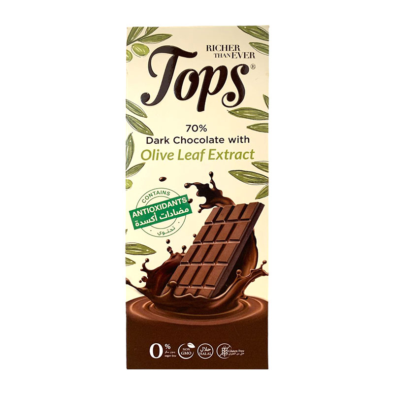 Tops شوكولاتة داكنة 70% مع مضادات الأكسدة بدون سكر 50غ