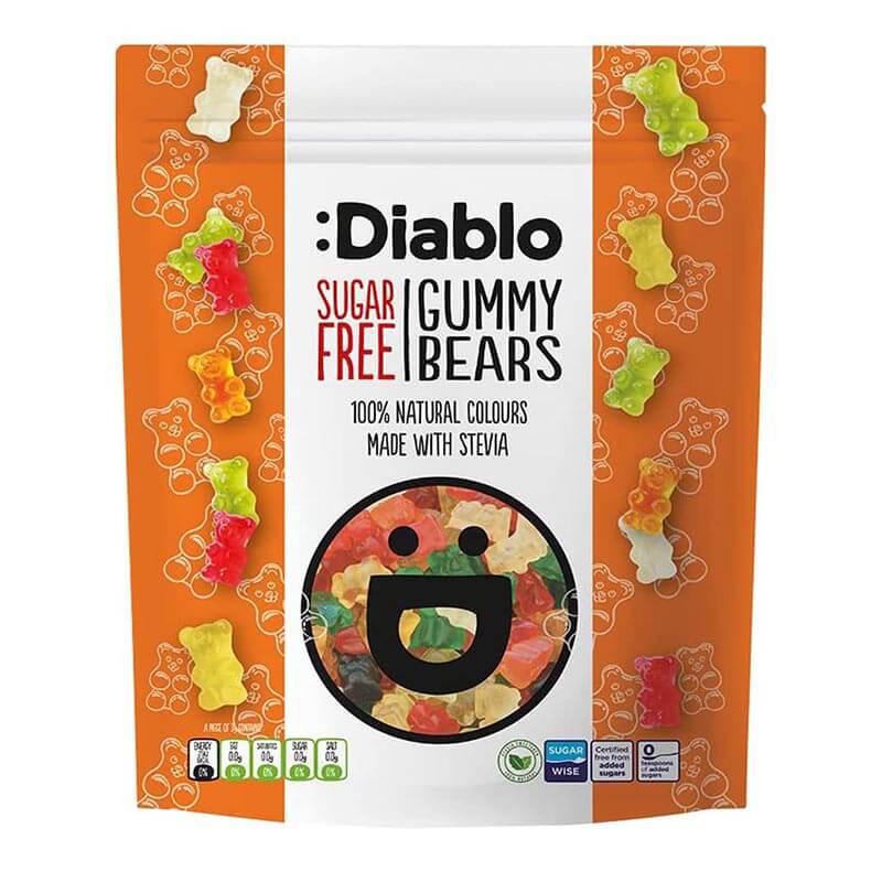 Diablo حلوى جيلاتين خالي من السكر بشكل دببة 75غ