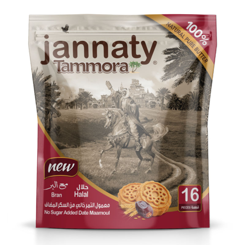 Jannaty معمول التمر خالي من السكر المضاف – مع النخالة 400غ