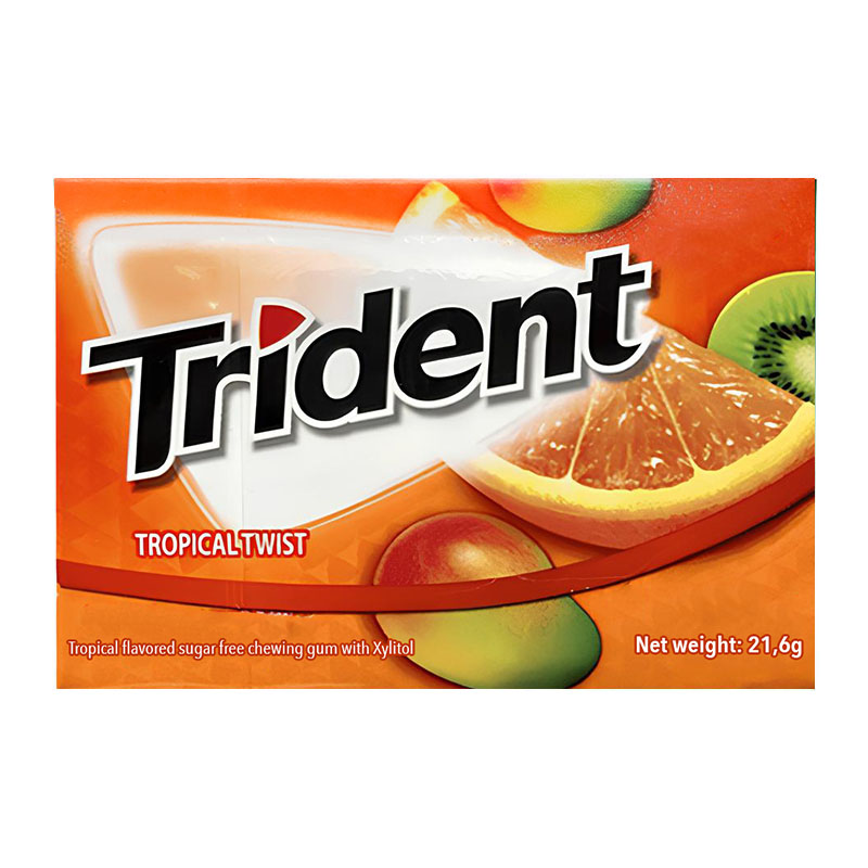 Trident علكة بدون سكر بطعم الفواكه الاستوائية 12 قطعة