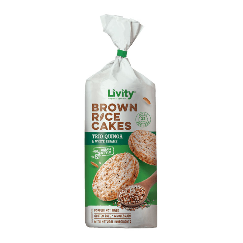 Livity أقراص الأرز البني بالكينوا والسمسم 100غ