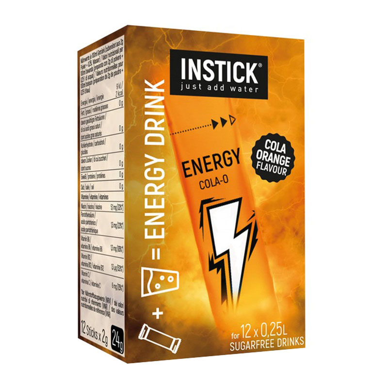InStick مسحوق مشروب طاقة بدون سكر بطعم الكولا والبرتقال 12 كيس 24غ