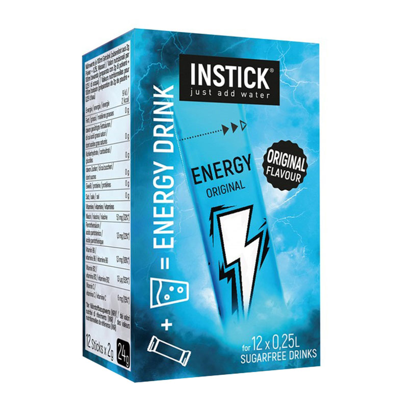 InStick مسحوق مشروب طاقة بدون سكر بالطعم الاصلي 12 كيس 24غ