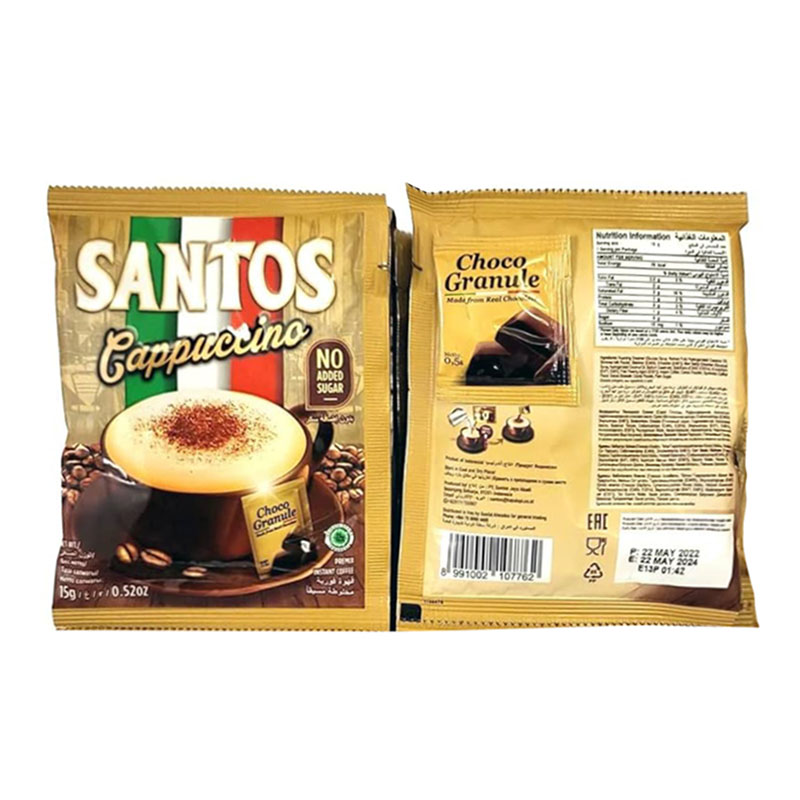 Santos كابتشينو بدون سكر مضاف كيس 15غ