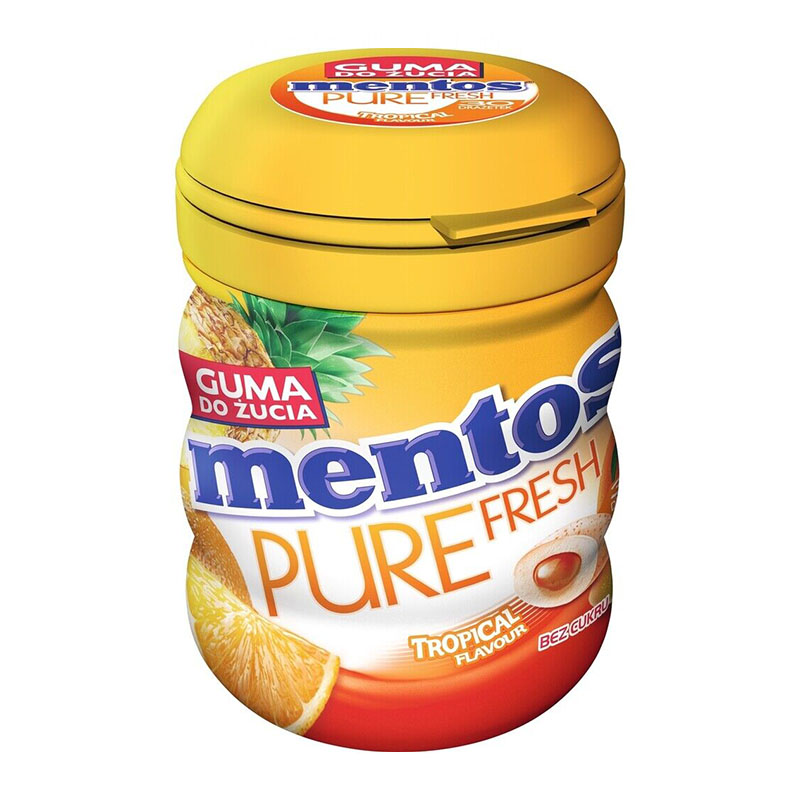 Mentos علكة خالية من السكر بطعم فاكهة استوائية 60غ