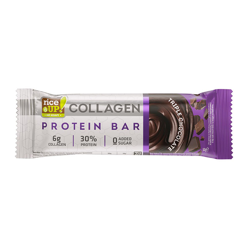 Rice up  بروتين بار بالكولاجين بطعم الشوكولاتة بدون سكر مضاف 50غ