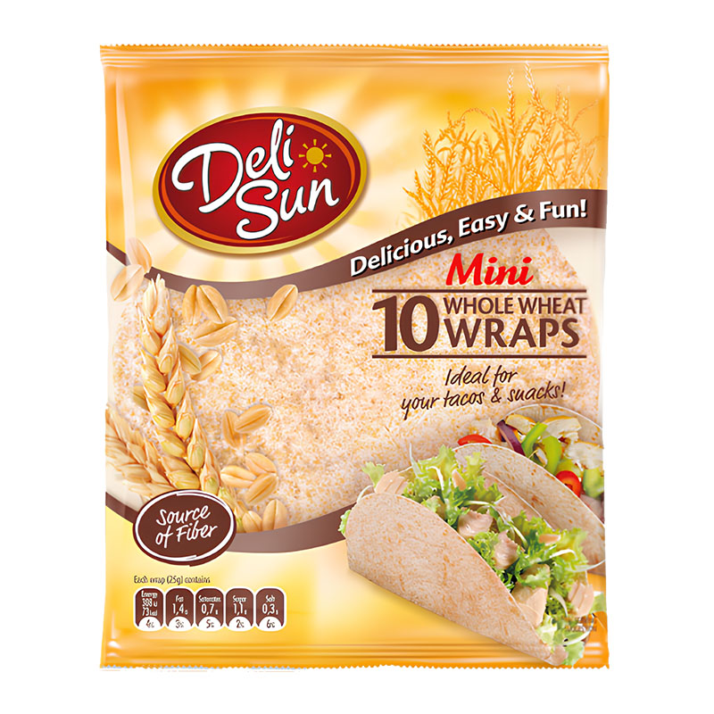 Deli Sun خبز تورتيلا من دقيق القمح الكامل 14سم 10 قطع 250غ