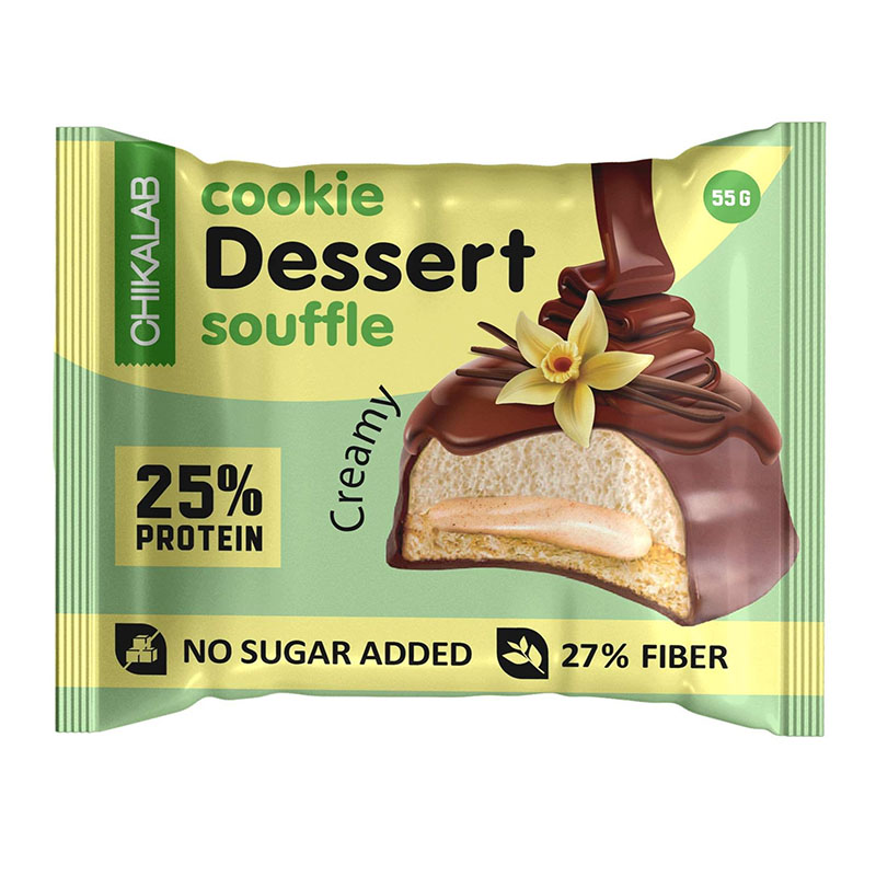 ChikaLab كوكي سوفليه عالية البروتين بالفانيلا بدون سكر 45غ