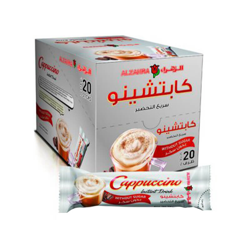 الزهراء، كابتشينو سريع التحضير بدون سكر 18غ – علبة 20 كيس