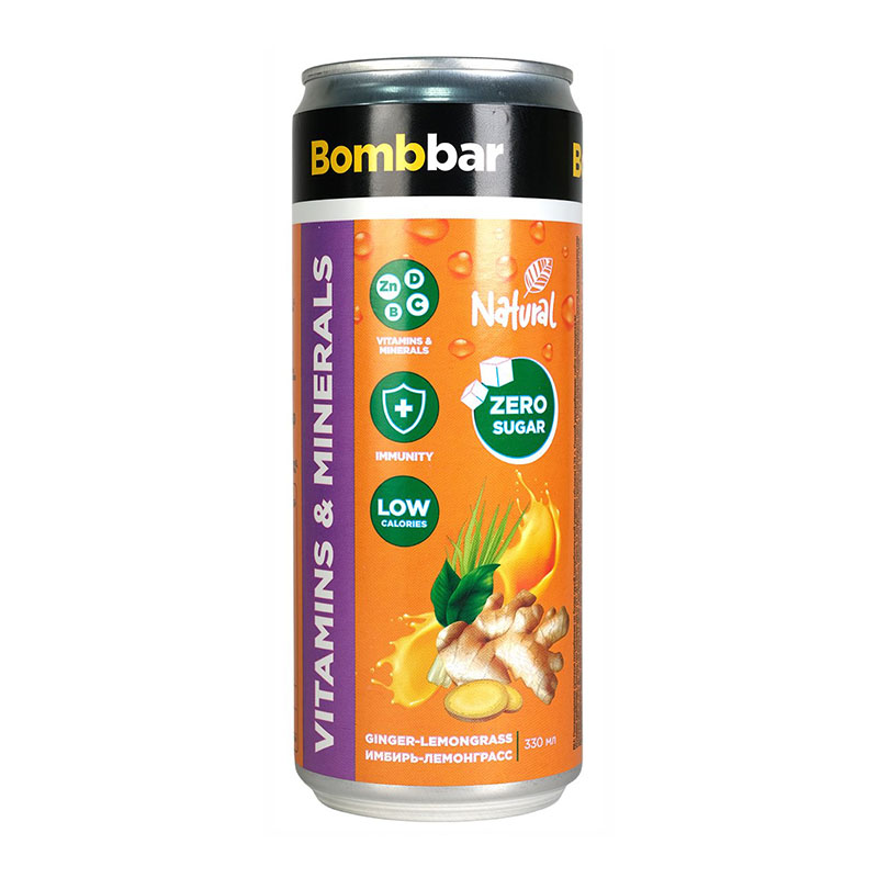 Bombbar لمونادا غازية بالزنجبيل بدون سكر 330مل