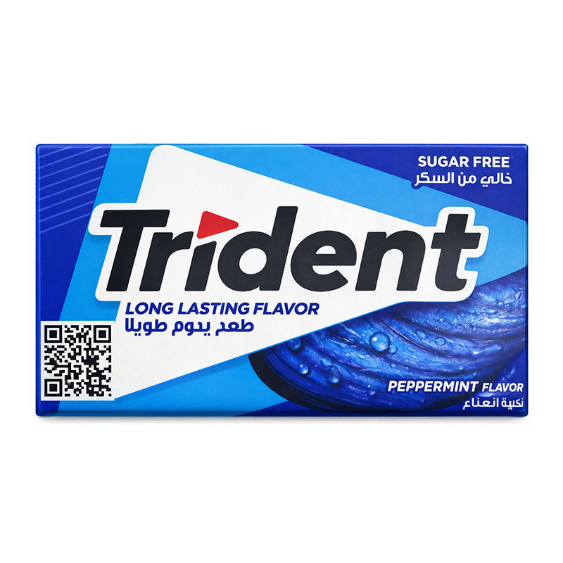 Trident علكة بدون سكر بطعم النعنع الأزرق 14 قطعة
