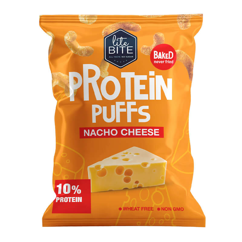Lite Bite بمبا عالي البروتين بطعم جبنة الناتشوز 40غ