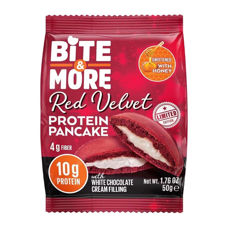 Bite & More بانكيك عالي البروتين بطعم ريد ڤلڤت 50غ