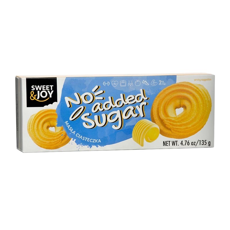 Sweet & Joy بسكويت بطعم الزبدة بدون سكر مضاف 135غ