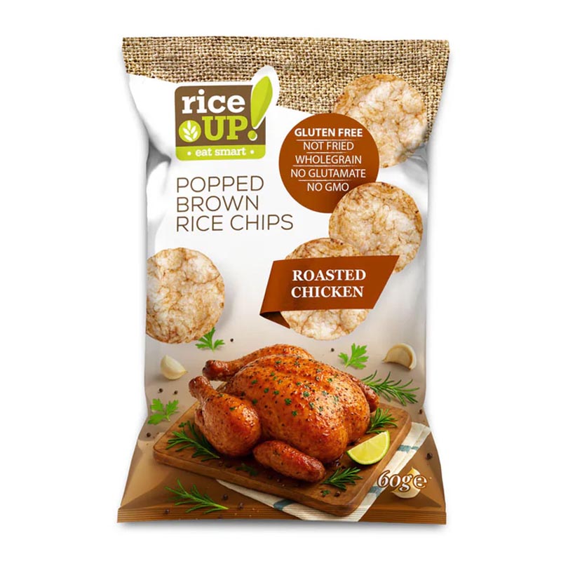 Rice Up شيبس أرز بني بدون غلوتين بنكهة دجاج جريل 60غ